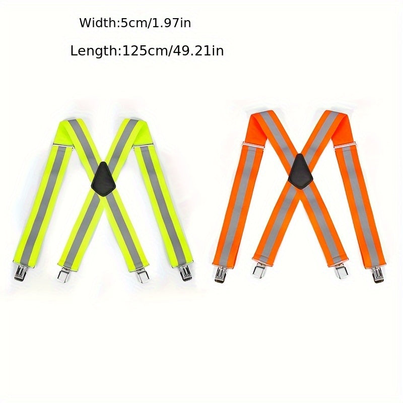 Elastic Adjustable X-Strap Suspender - Yellow & Orange