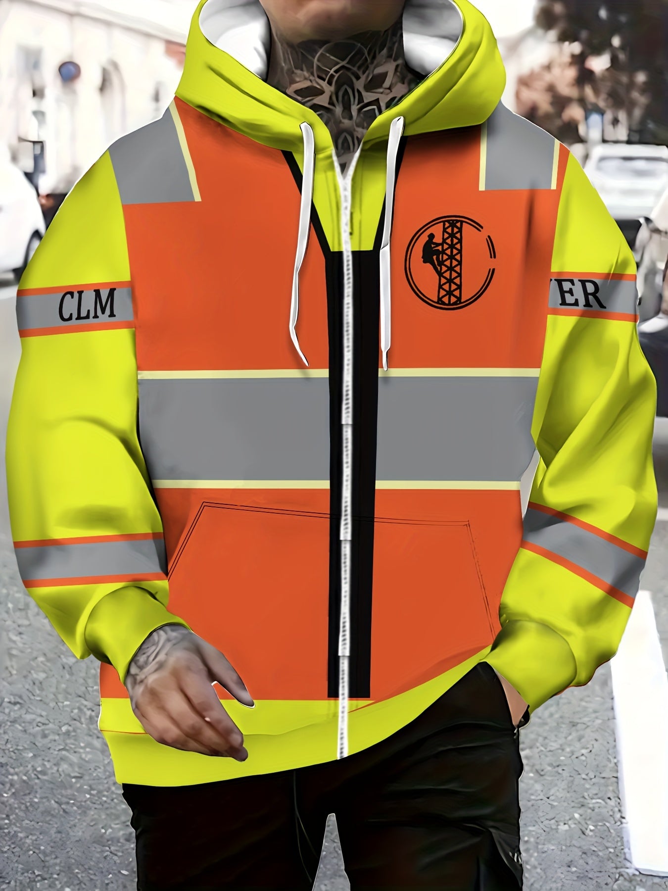 Men'S Long-Sleeve Zip-Up Work Hoodie Sweatshirt