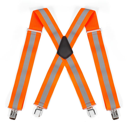Elastic Adjustable X-Strap Suspender - Yellow & Orange