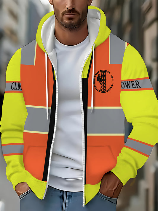 Men'S Long-Sleeve Zip-Up Work Hoodie Sweatshirt