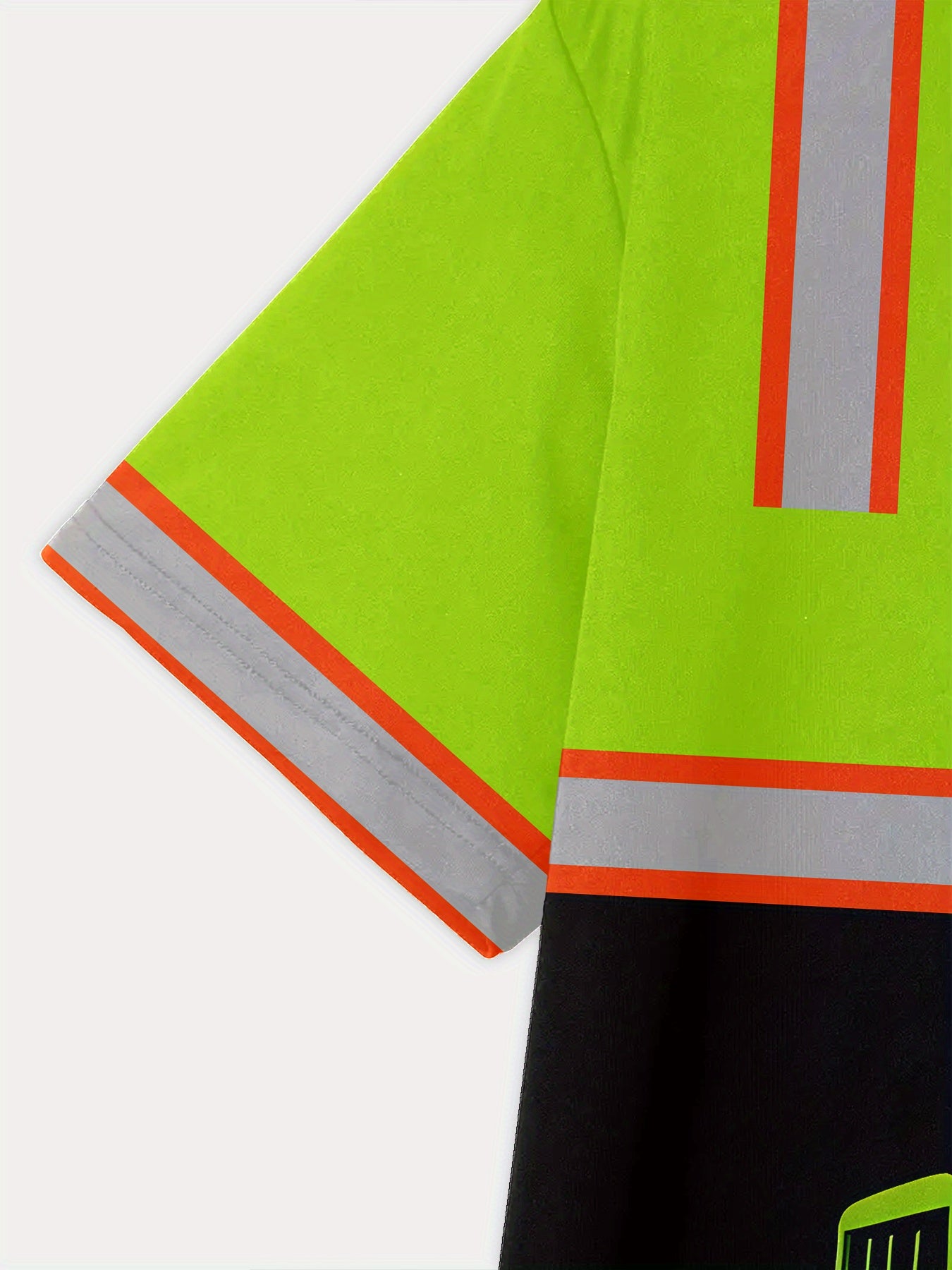 T-Shirt with Reflective Truck Graphic & Orange Safety Stripes