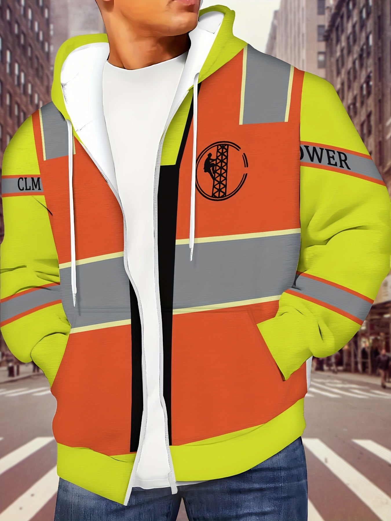 Men'S Long-Sleeve Zip-Up Work Hoodie Sweatshirt