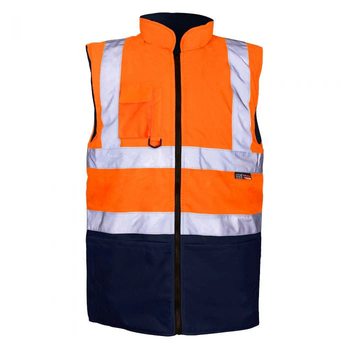 SUPERTOUCH HI VIZ REVERSIBLE 2 TONE YELLOW NAVY BODYWARMER