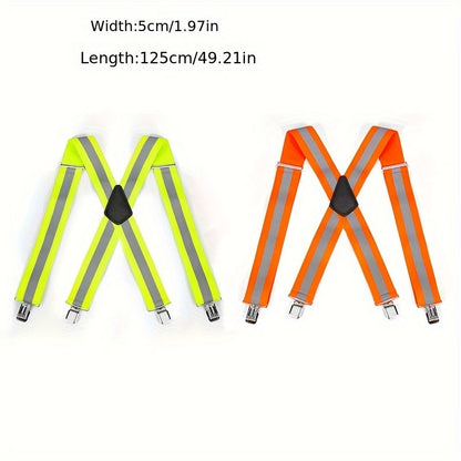 Elastic Adjustable X-Strap Suspender - Yellow & Orange