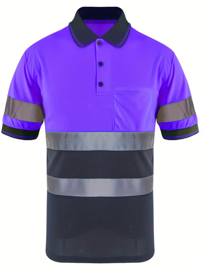 Multi-Color Patchwork Short Sleeve Polo Shirt