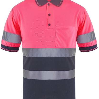 Multi-Color Patchwork Short Sleeve Polo Shirt