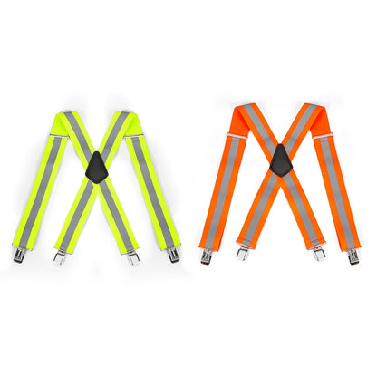 Elastic Adjustable X-Strap Suspender - Yellow & Orange