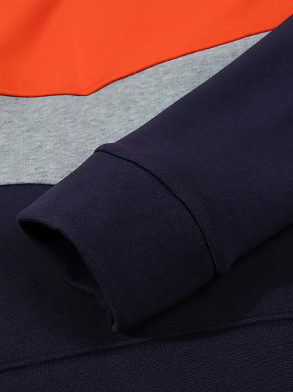 Two-Tone Color Block Hoodie for Men