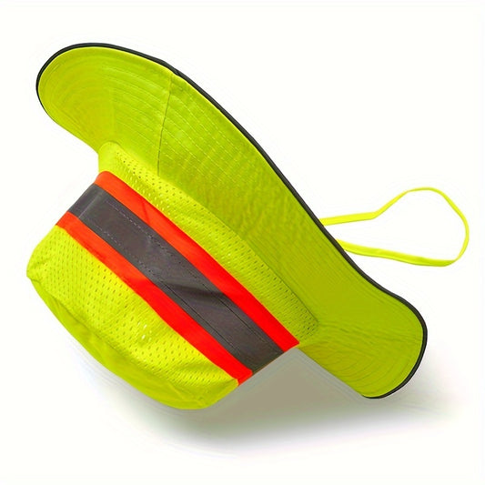 Fluorescent Mesh Bucket Hat With Reflective Strips