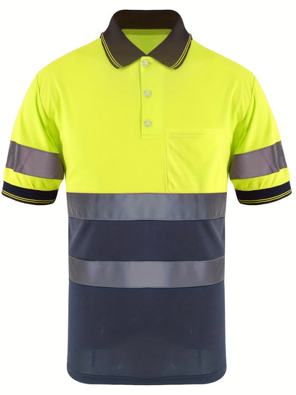 Multi-Color Patchwork Short Sleeve Polo Shirt