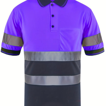 Multi-Color Patchwork Short Sleeve Polo Shirt