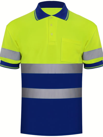 Multi-Color Patchwork Short Sleeve Polo Shirt