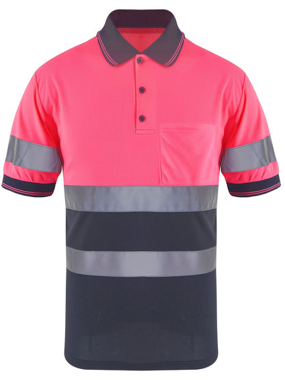 Multi-Color Patchwork Short Sleeve Polo Shirt